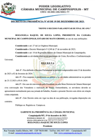 A CÂMARA MUNICIPAL DE CAMPINÁPOLIS DECRETA RECESSO PARLAMENTAR DE FINAL DE ANO DE 2023